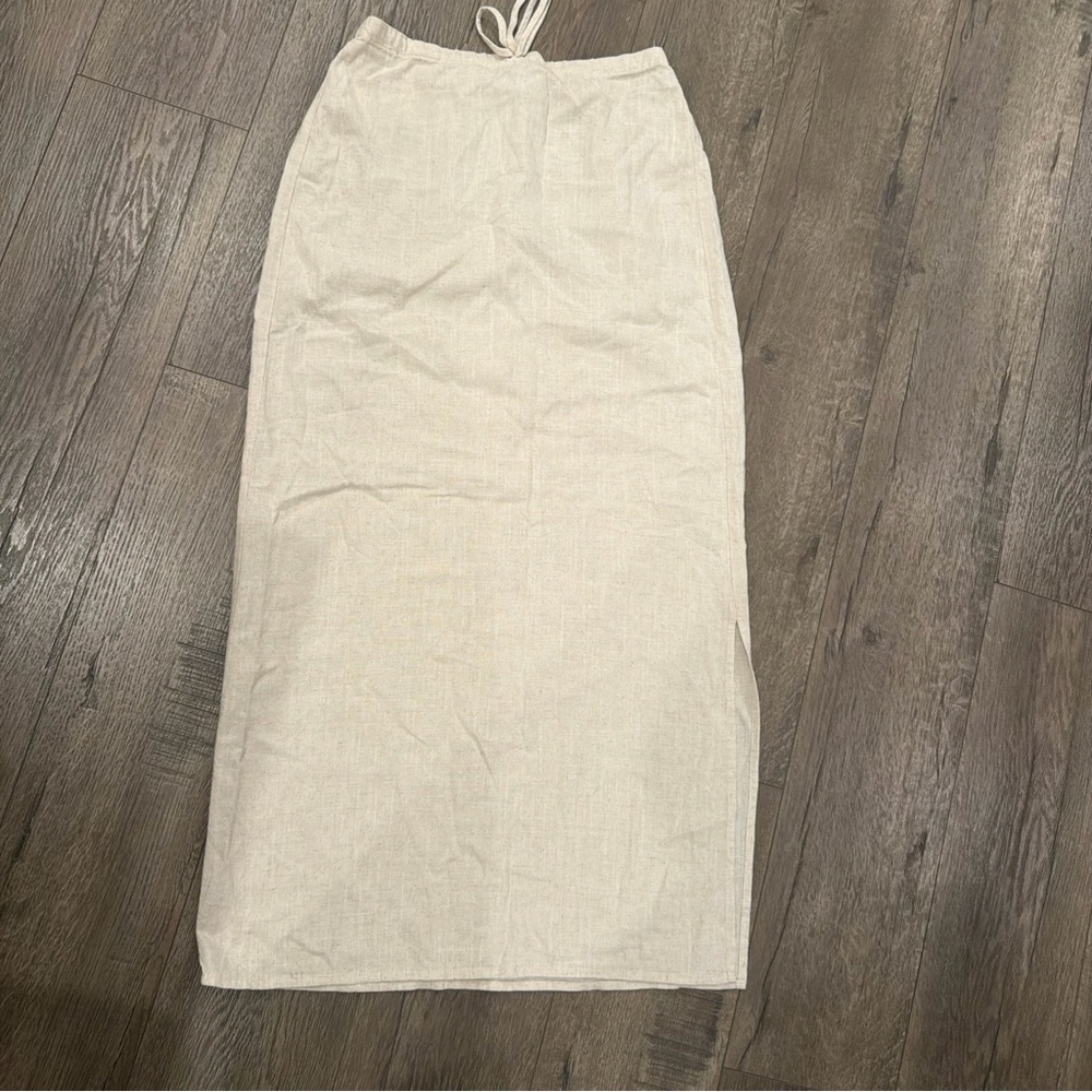 Elegant Cream Maxi Skirt linen